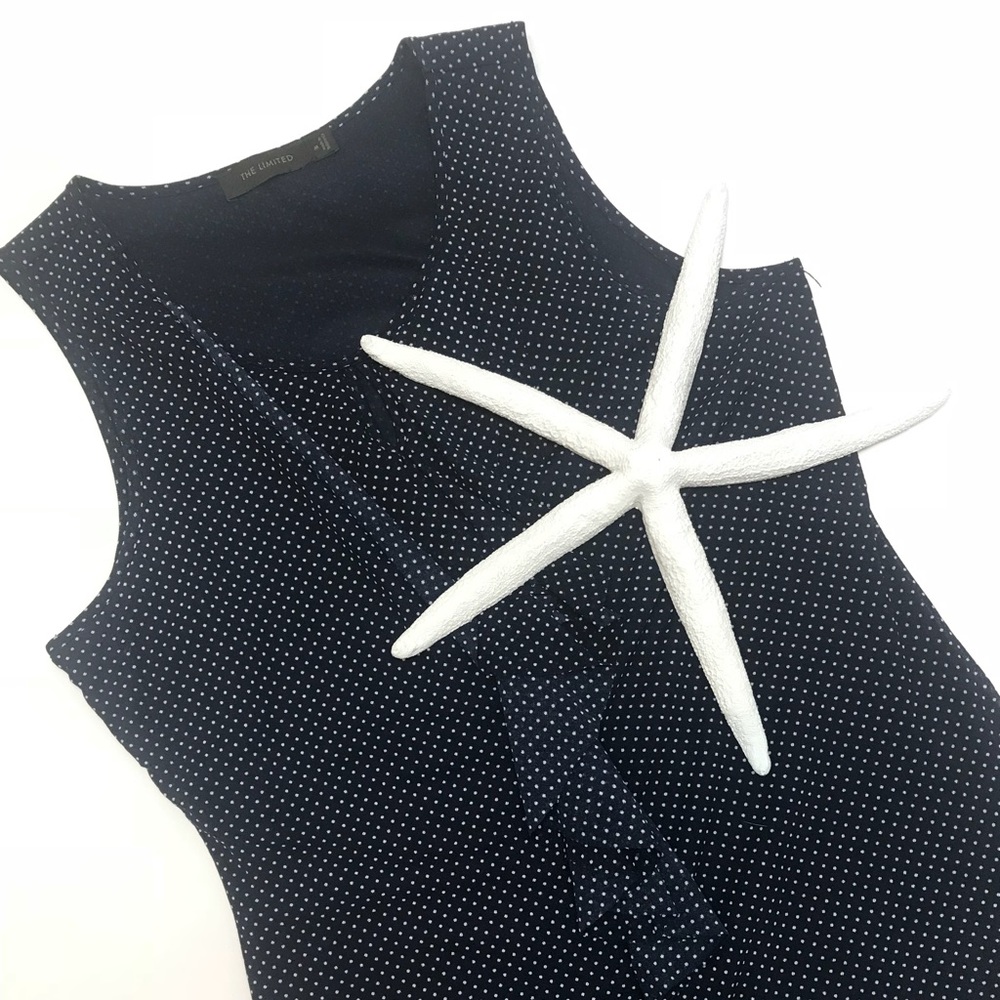 The limited medium navy and white polkadot with